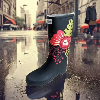 OEM print fashionable waterproof wellington boots for women